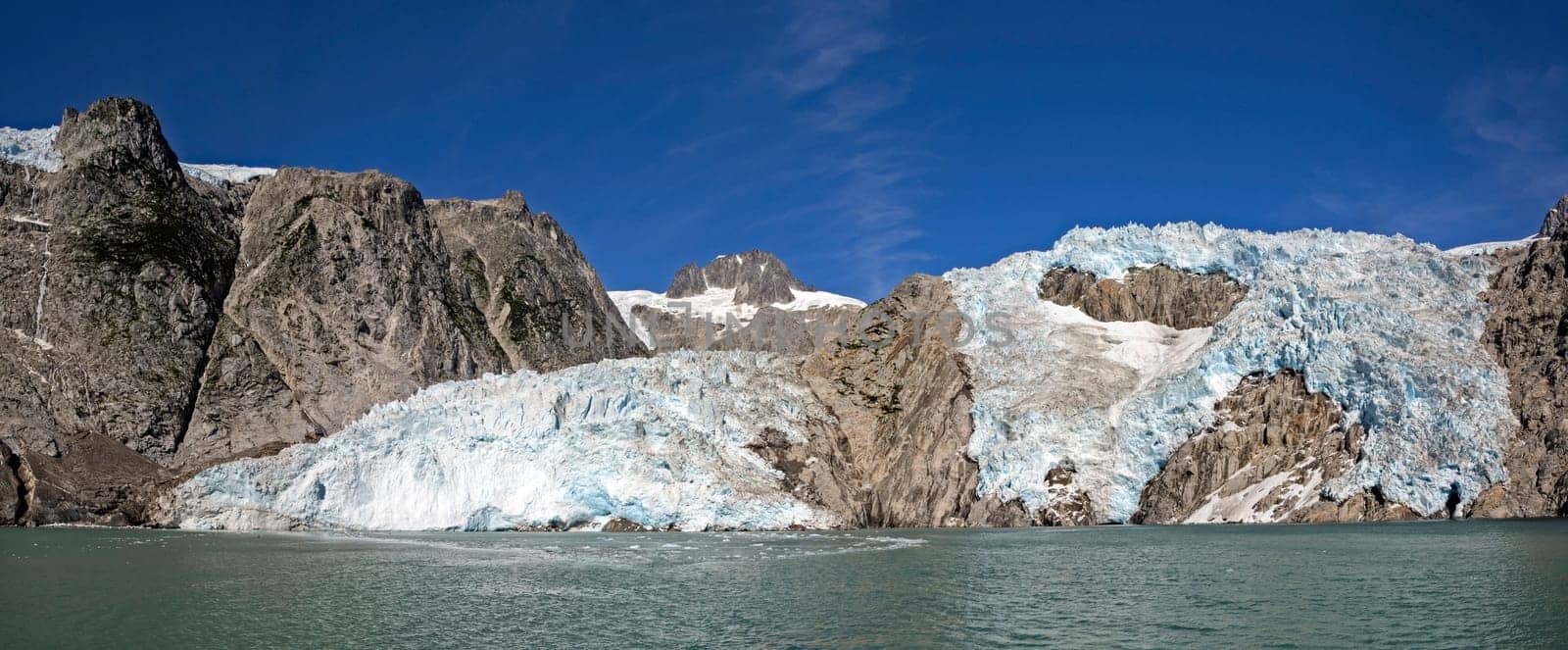 Panorama of Retreating the Retreating Northwestern Glacier in Kenai Fjords National Park in Alaska