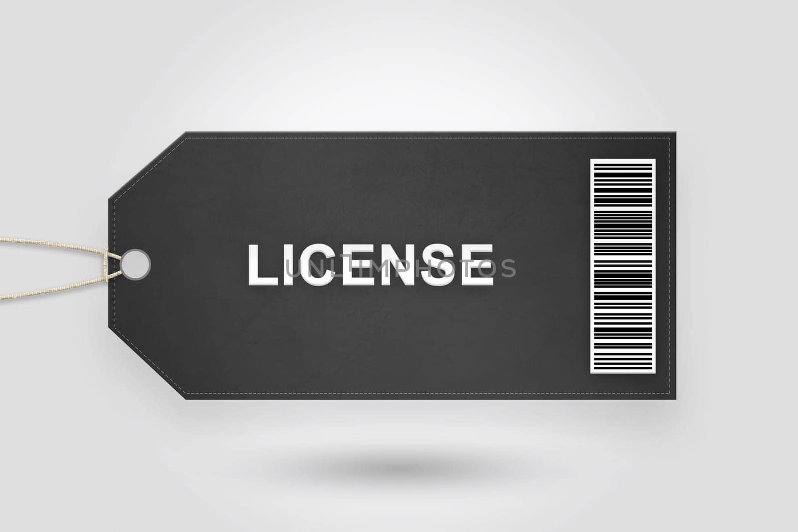 license price tag with barcode and grey radial gradient background