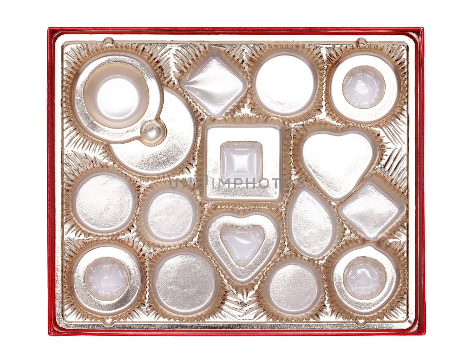 Confectionery box with partitions on white background