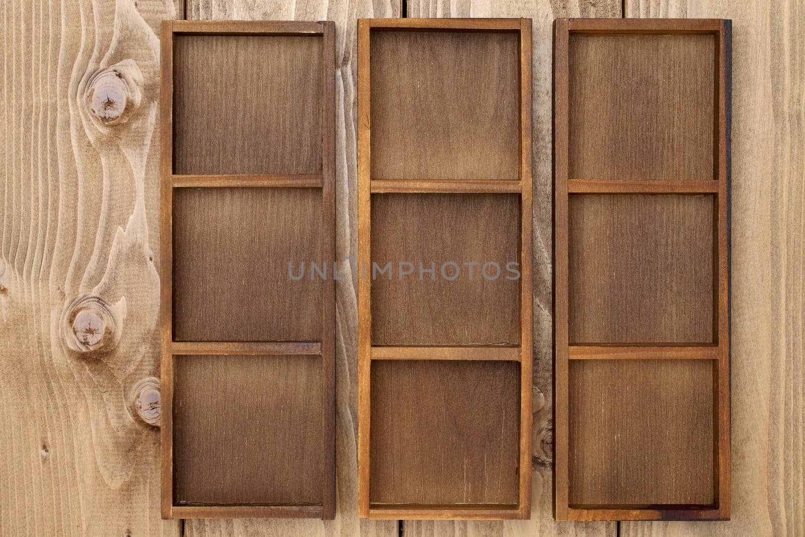 Empty wooden box with wood background