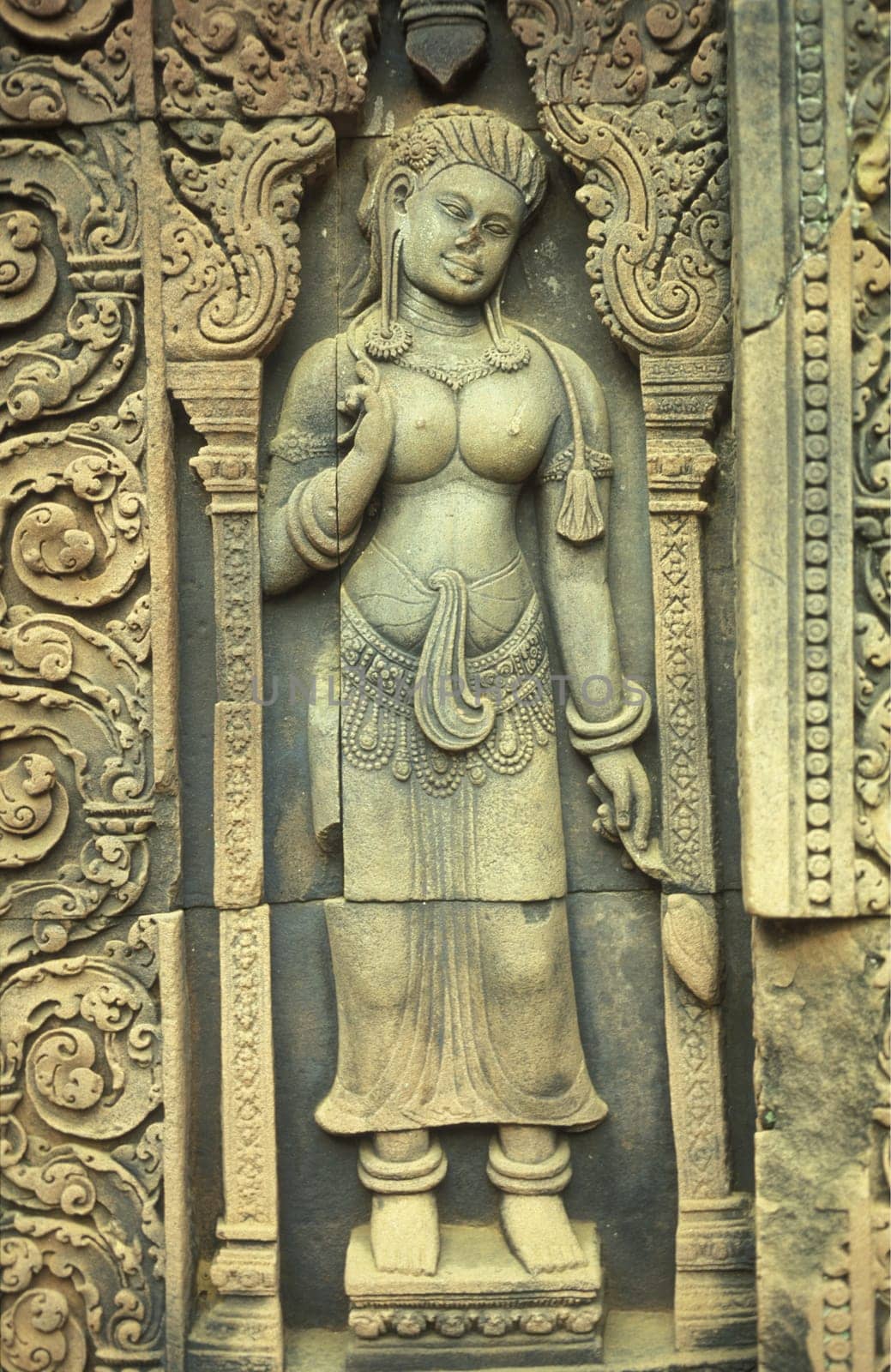 the Banteay Srei temple in Angkor at the town of siem riep in cambodia in southeastasia.
