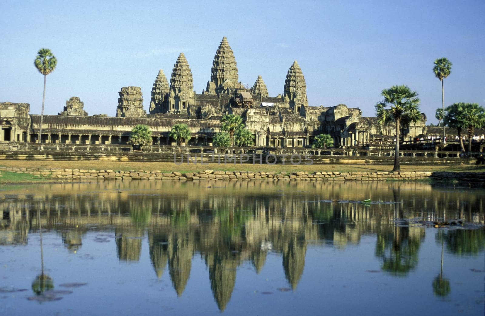 the angkor wat temple in Angkor at the town of siem riep in cambodia in southeastasia.