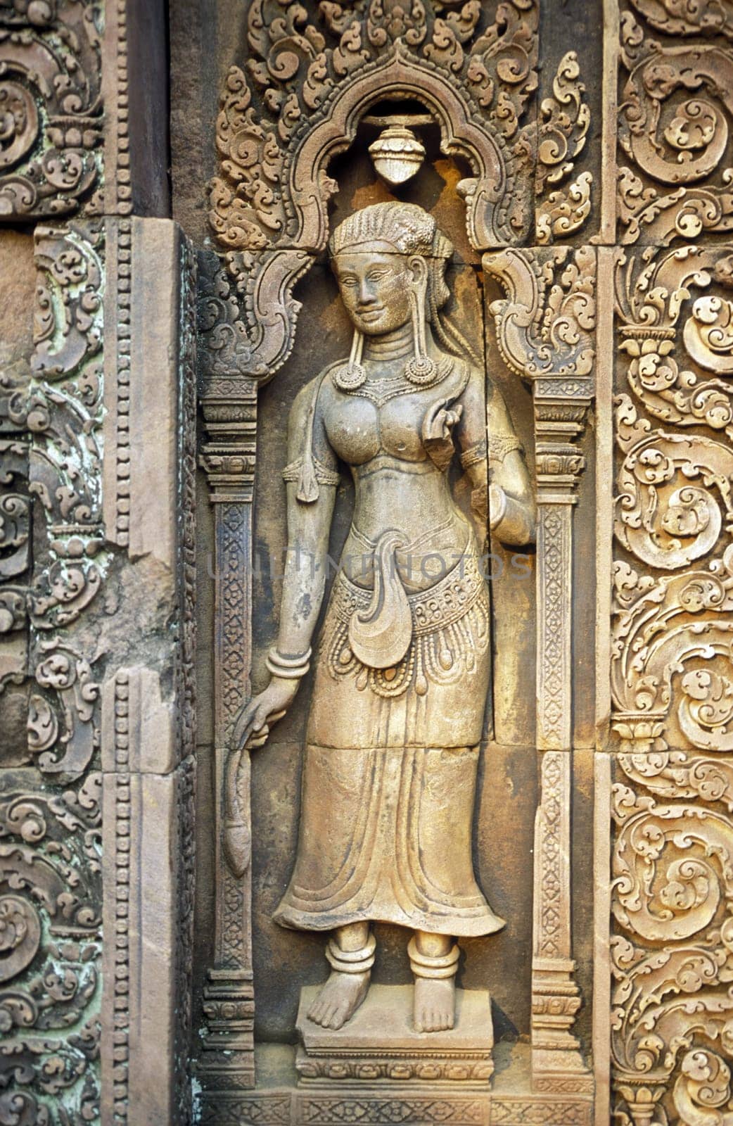 the Banteay Srei temple in Angkor at the town of siem riep in cambodia in southeastasia.