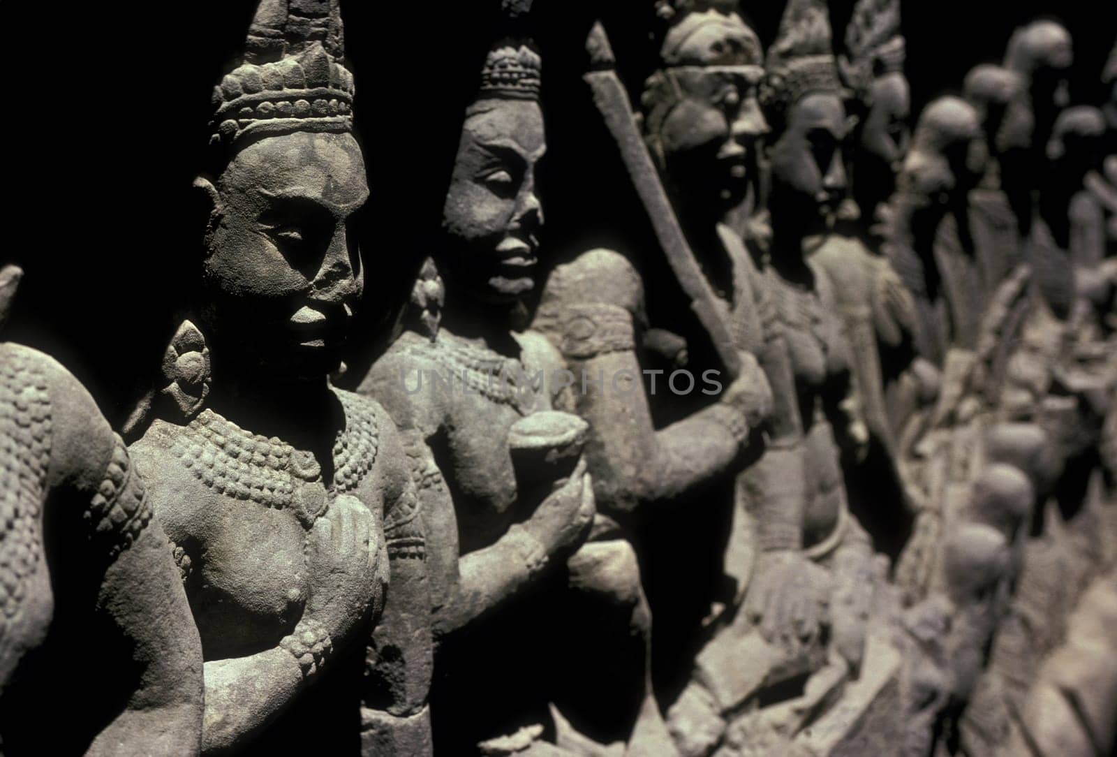 the angkor wat temple in Angkor at the town of siem riep in cambodia in southeastasia.