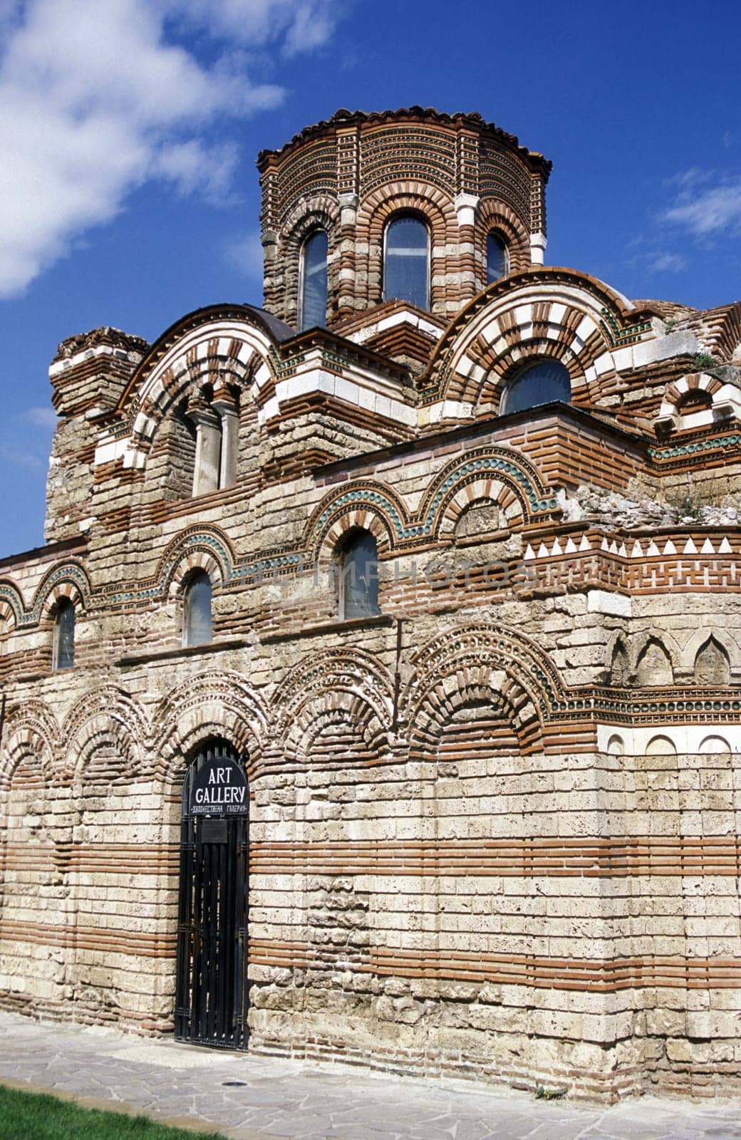 the ruin of the Basilica in the old town of Nesebar on the coast of the Black sea in Bulgaria in east Europe.