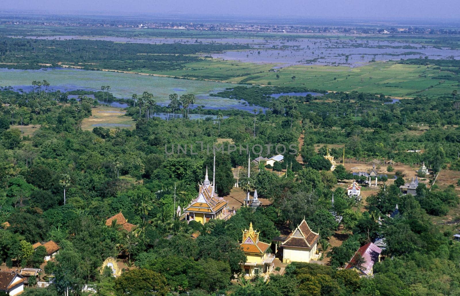 the landscape at the mount  Phnom Udong outside of the city of phnom penh in cambodia in southeastasia.