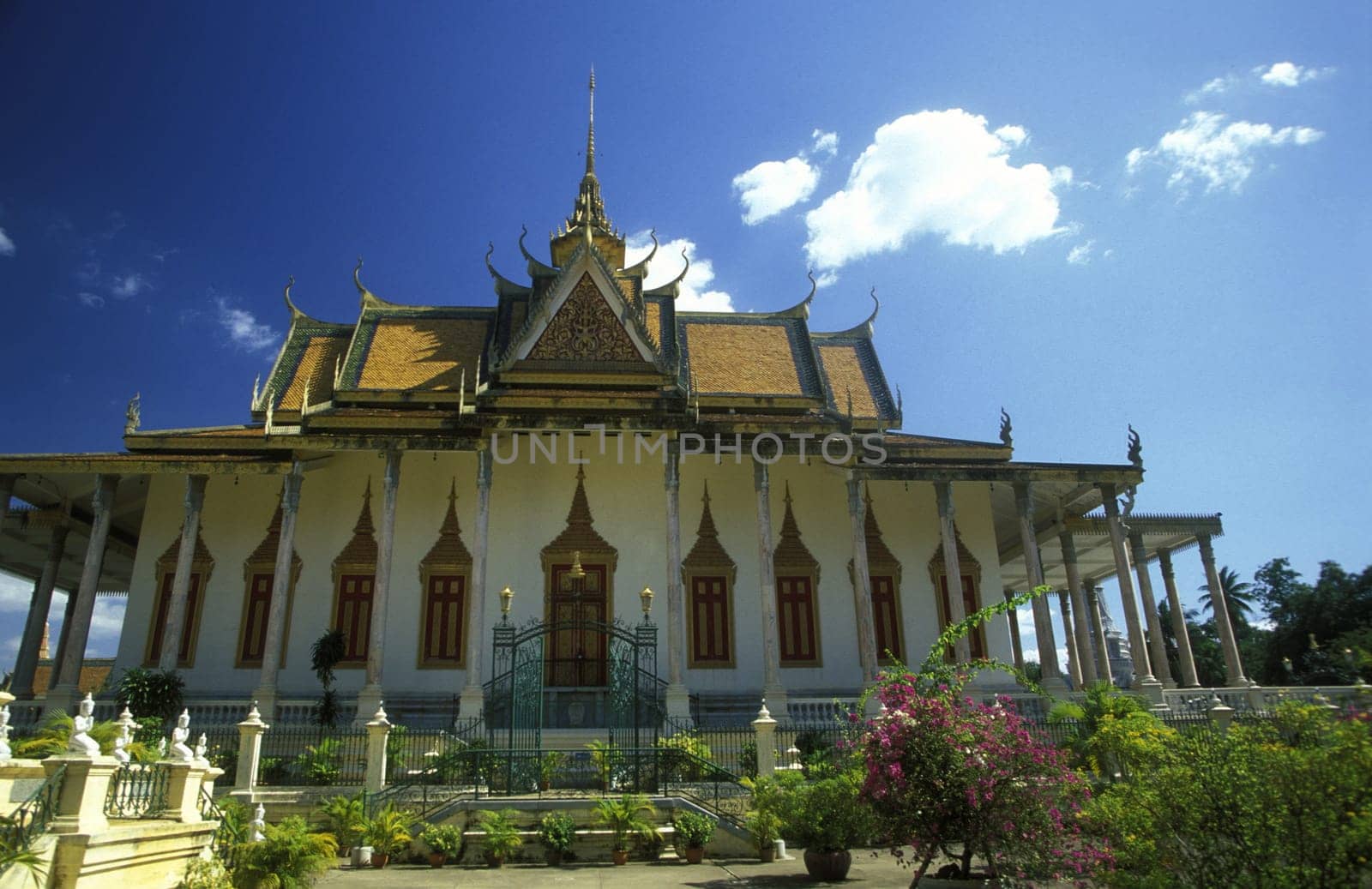 the Silver pagoda at the king palace in the city of phnom penh in cambodia in southeastasia.