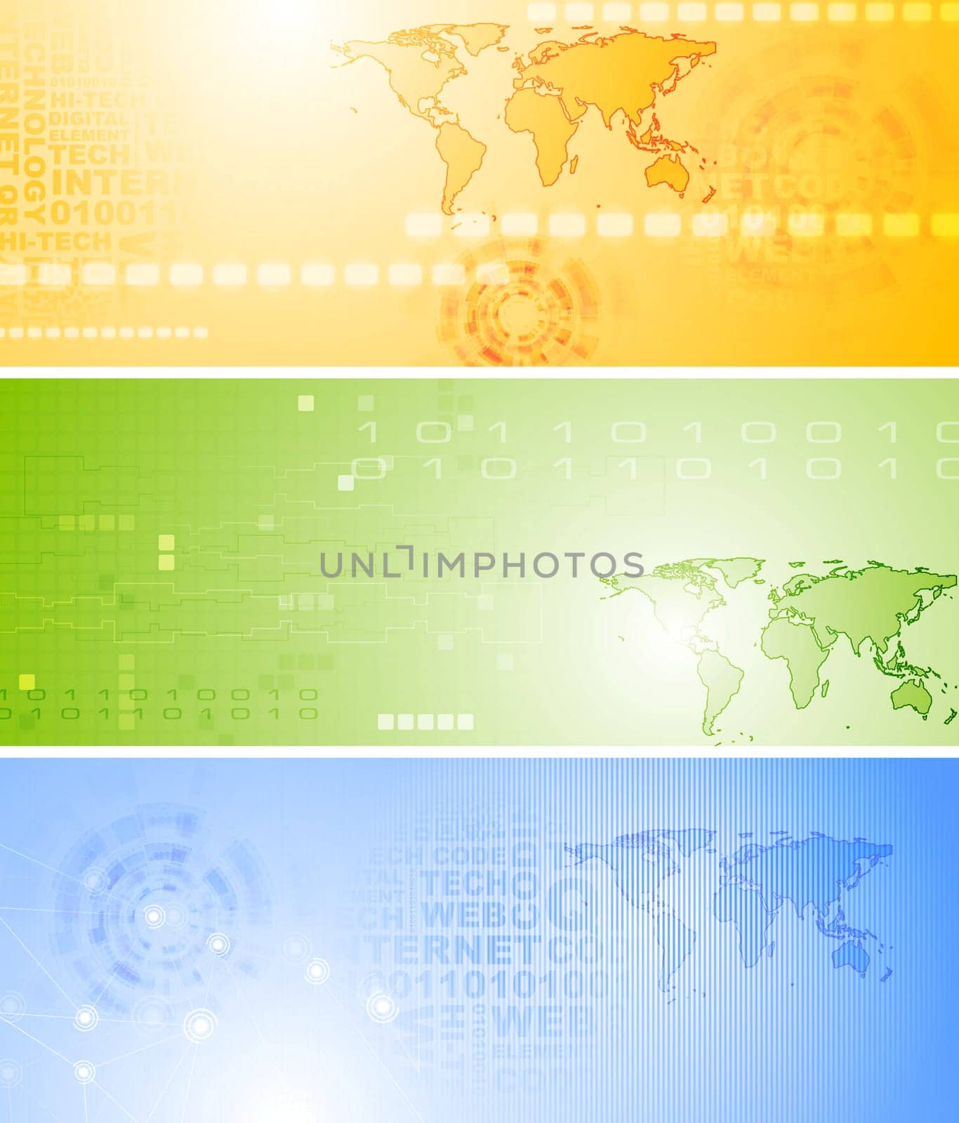 Bright technology vector banners collection