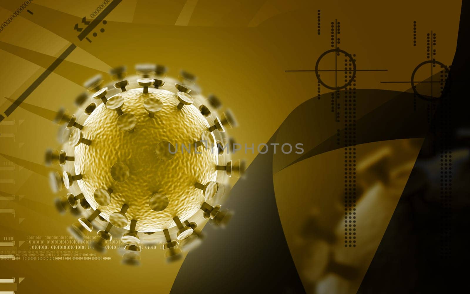 Digital illustration of HIV Virus in colour background