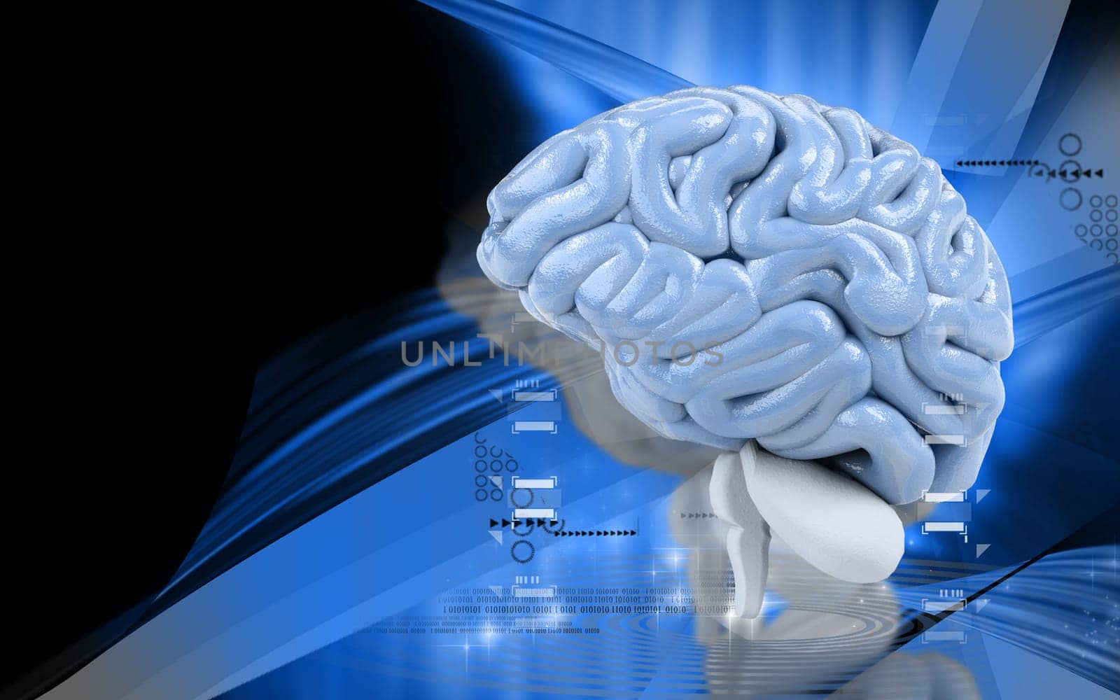Digital illustration of brain in colour background