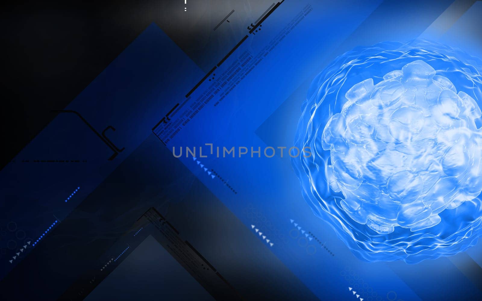 Digital illustration of Polio virus in colour background