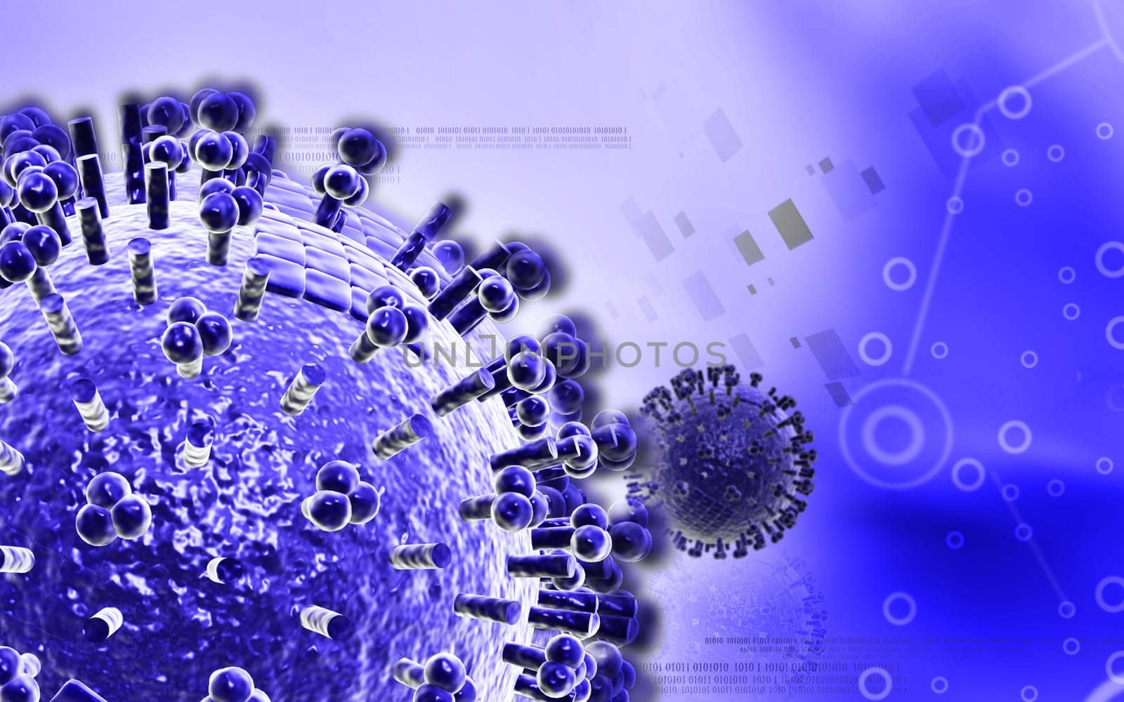 Digital illustration of avian virus in colour background