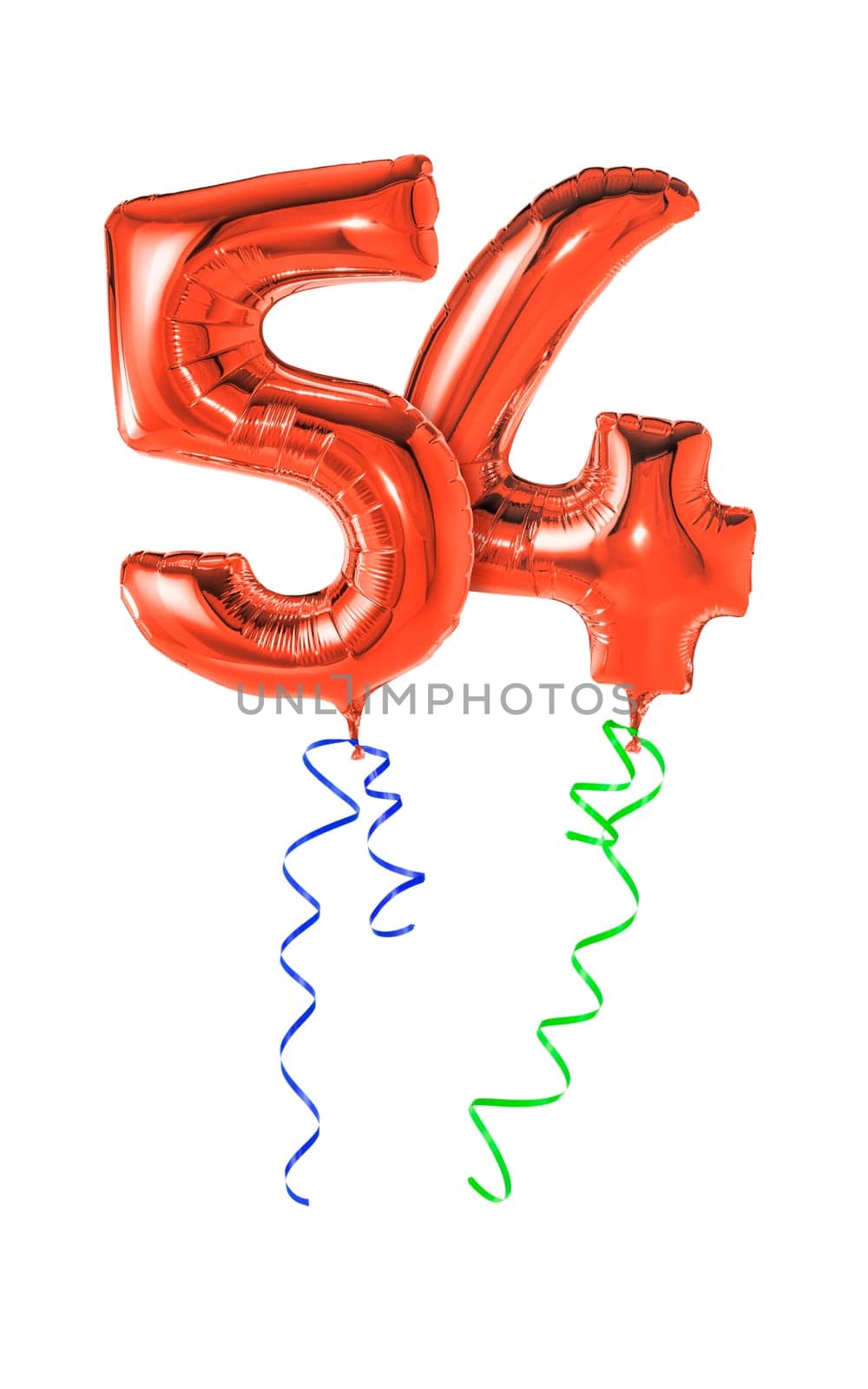 Red balloons with gift ribbon - number 54