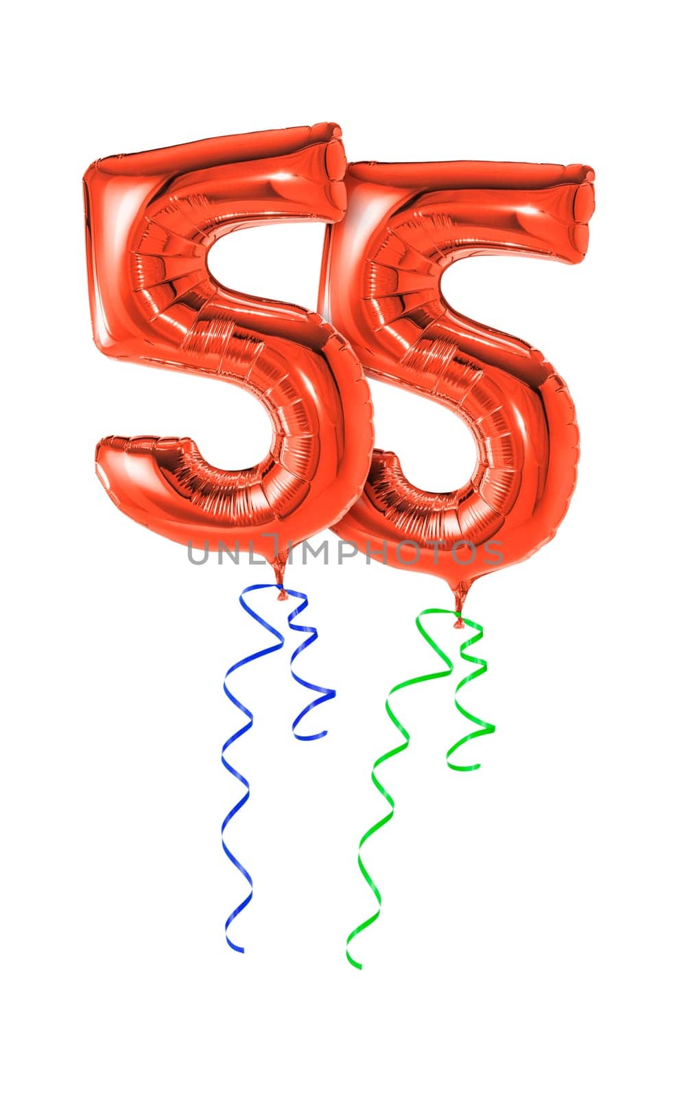 Red balloons with gift ribbon - number 55