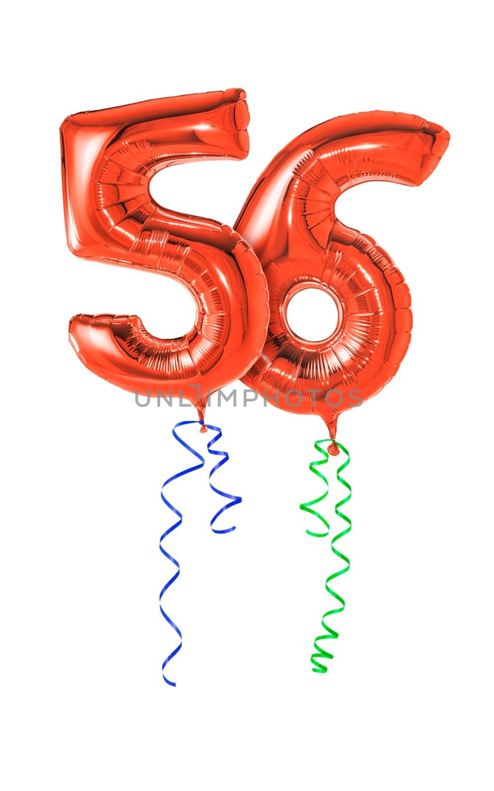Red balloons with gift ribbon - number 56