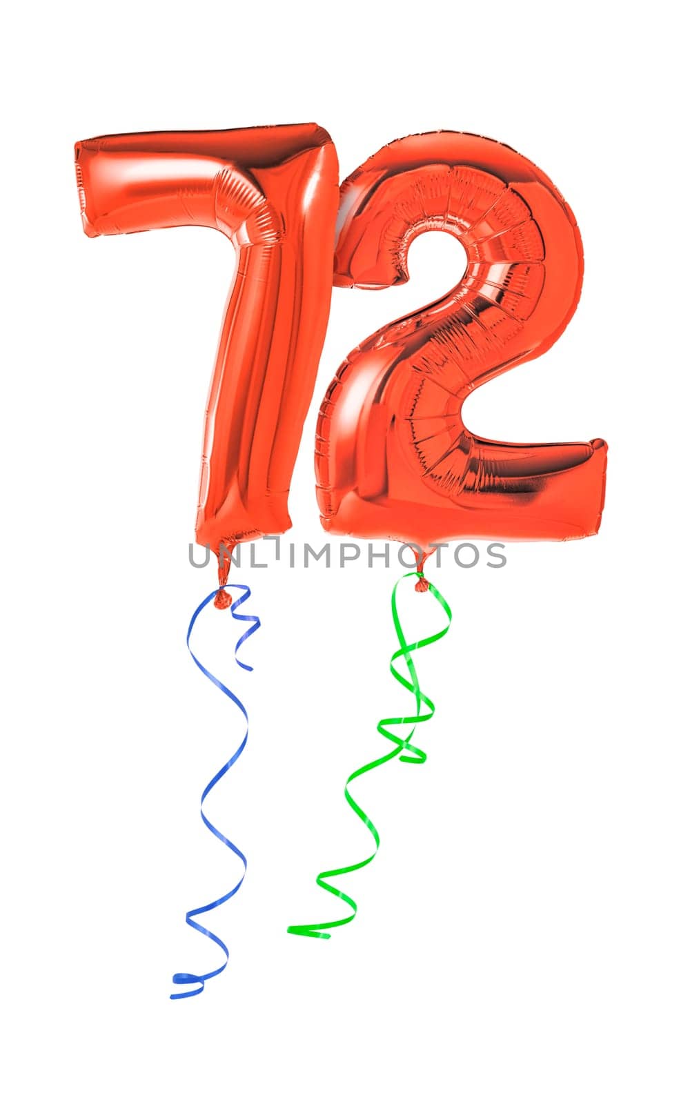 Red balloons with gift ribbon - number 72