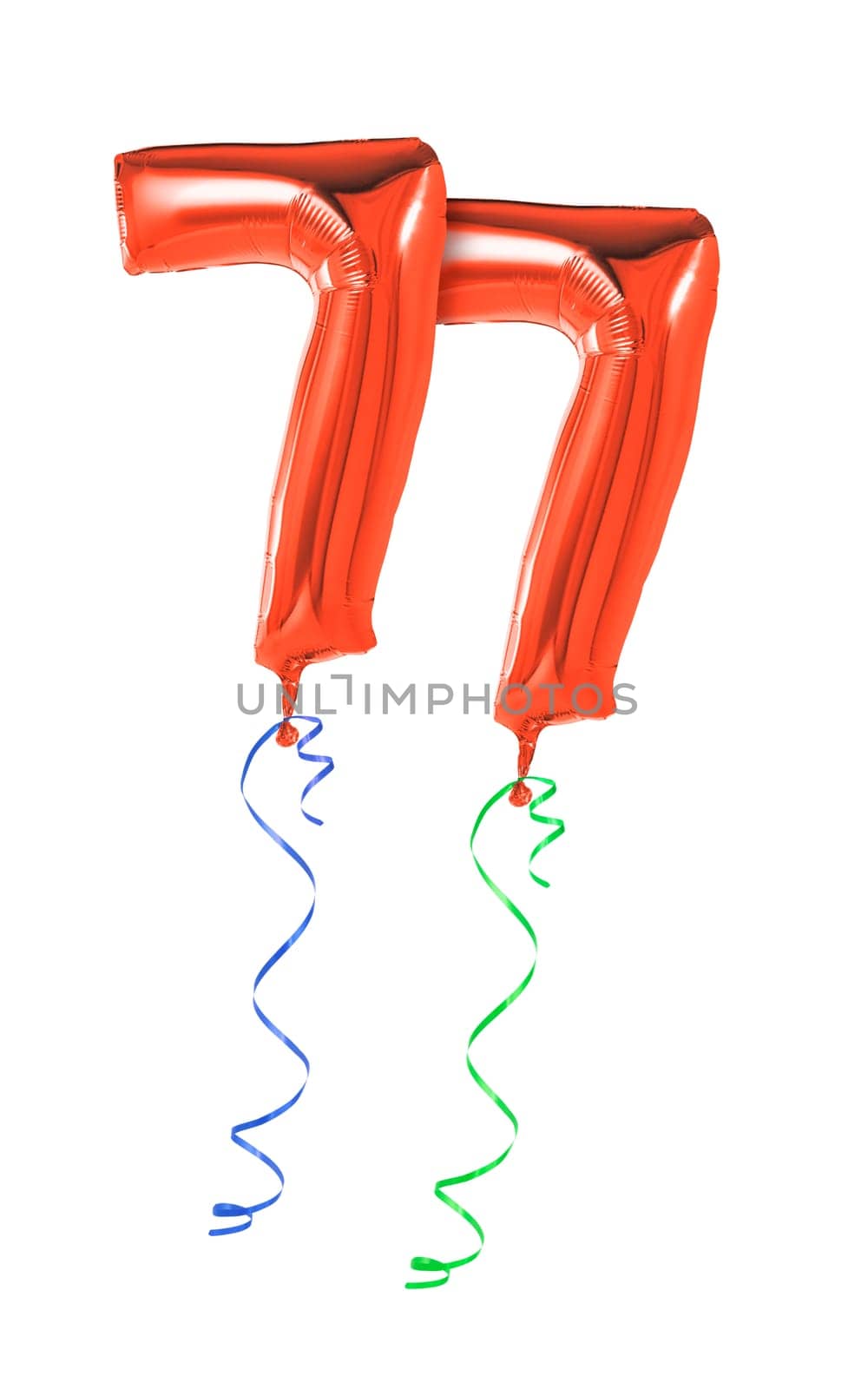 Red balloons with gift ribbon - number 77