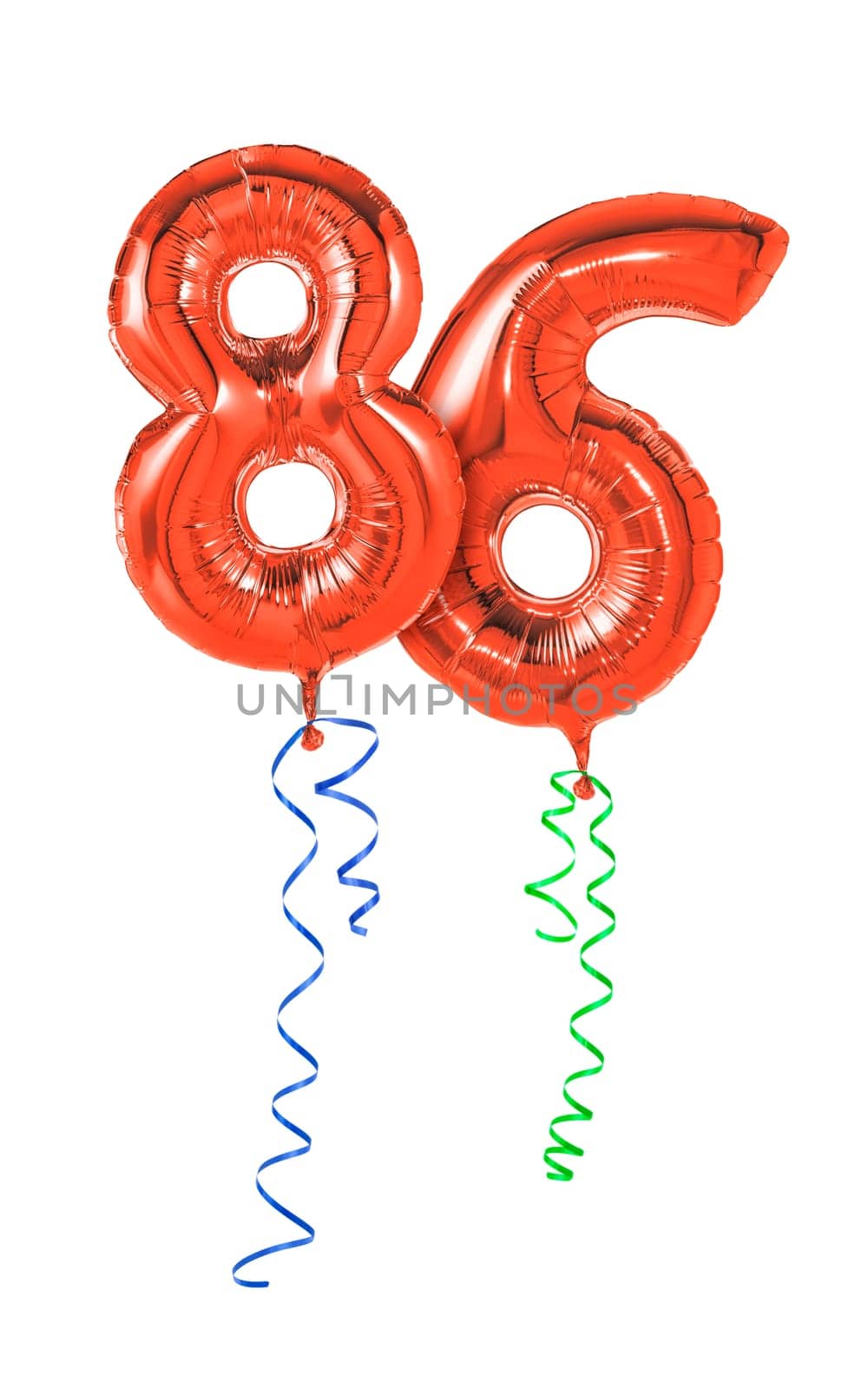 Red balloons with gift ribbon - number 86