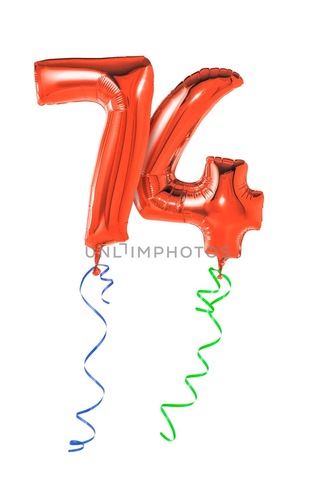 Red balloons with gift ribbon - number 74