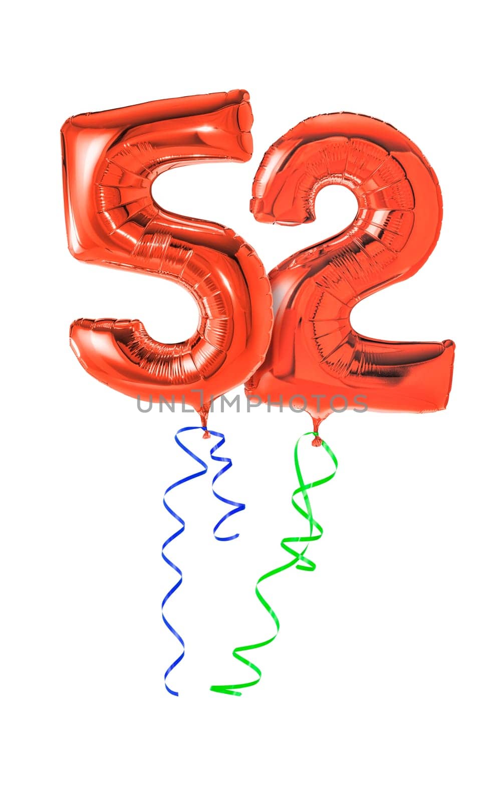 Red balloons with gift ribbon - number 52