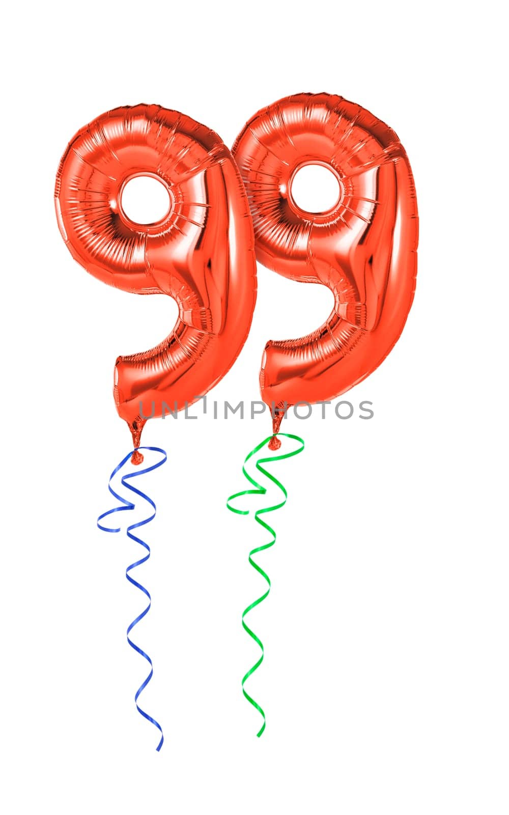 Red balloons with gift ribbon - number 99
