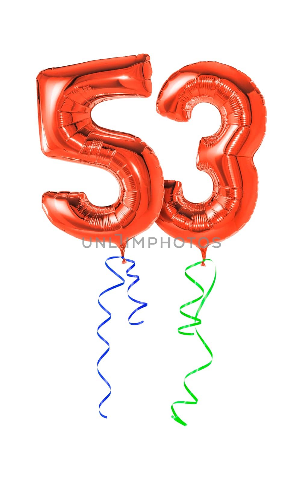 Red balloons with gift ribbon - number 53