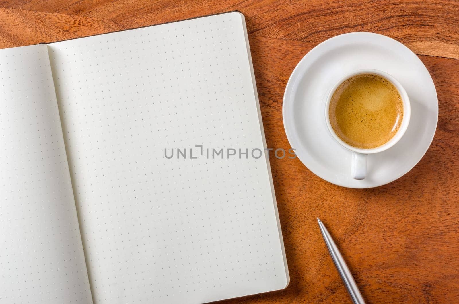 Empty notebook on desk