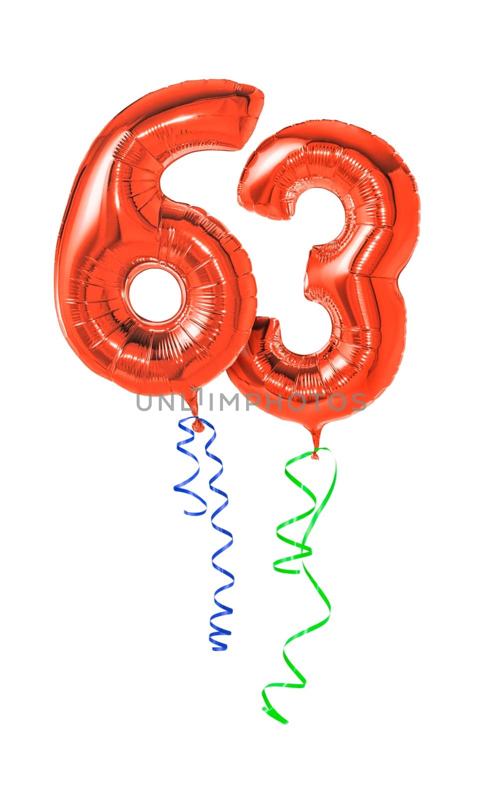 Red balloons with gift ribbon - number 63
