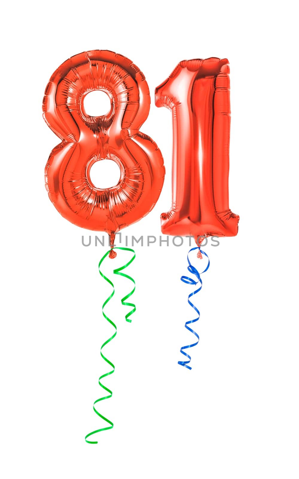 Red balloons with gift ribbon - number 81