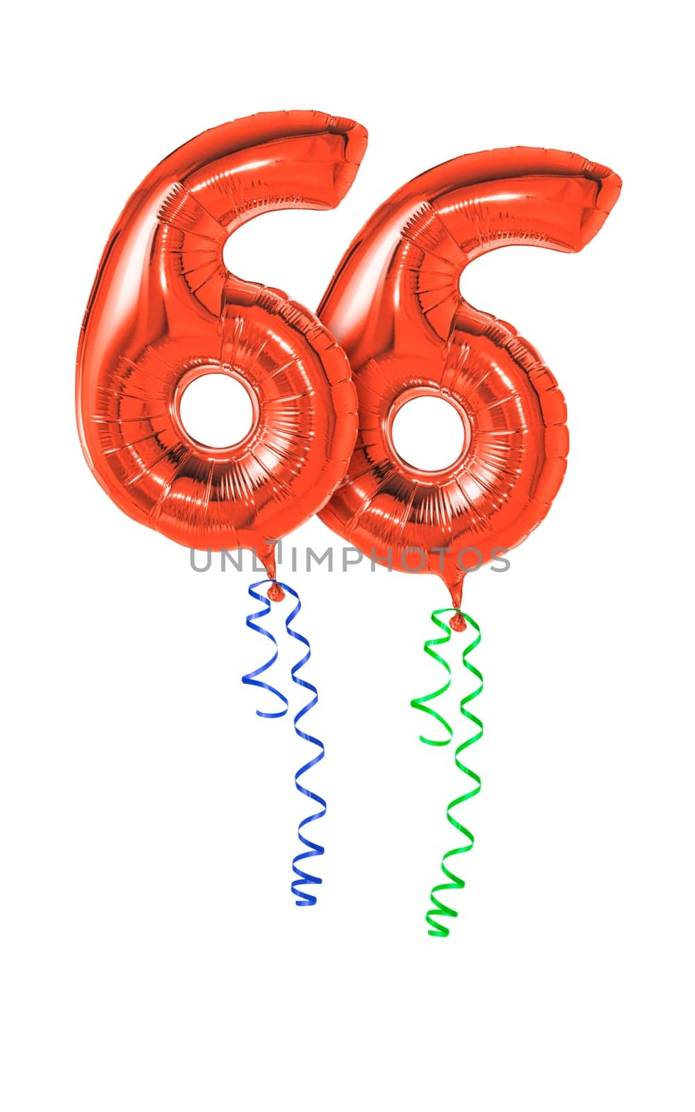 Red balloons with gift ribbon - number 66