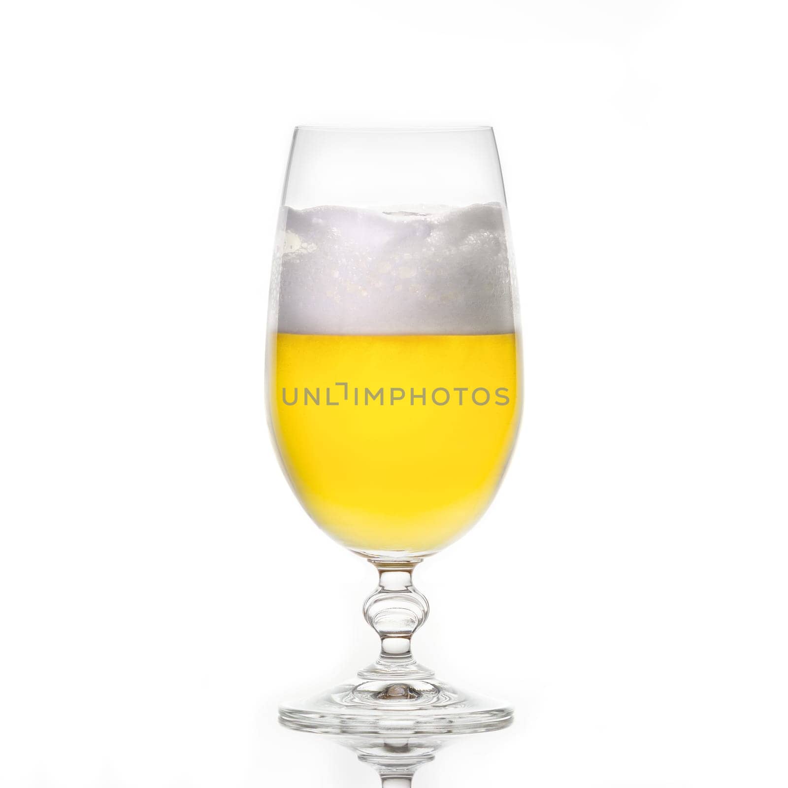 Beer in a glass with foam