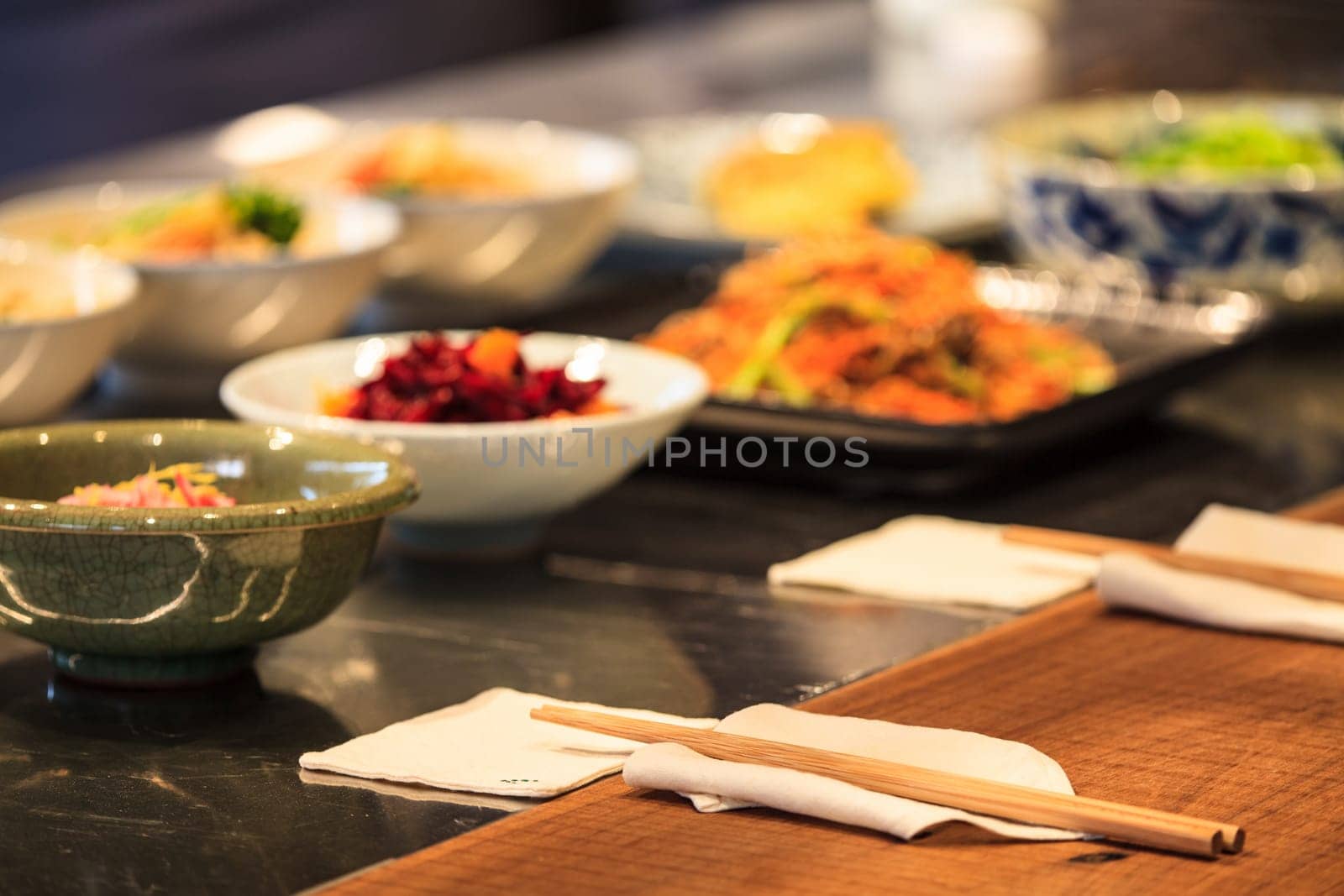 The Grilled vegetables in the dish with nice color