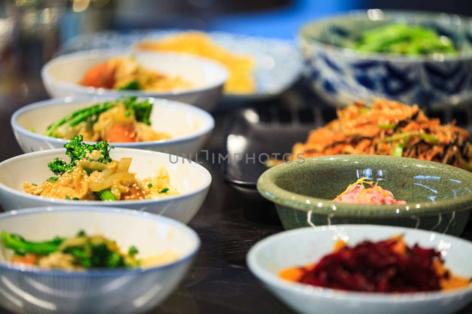 The Grilled vegetables in the dish with nice color