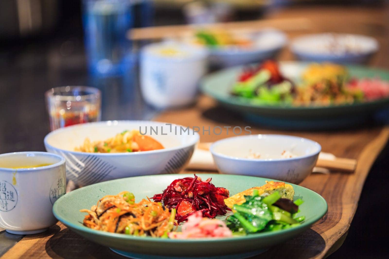 The Grilled vegetables in the dish with nice color