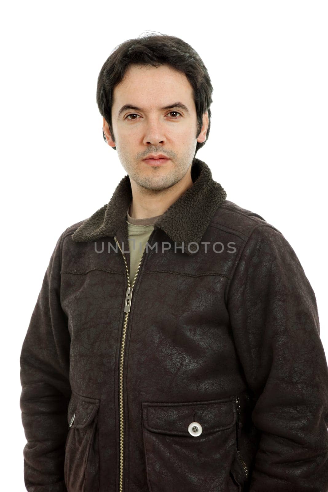 young casual man portrait, isolated on white