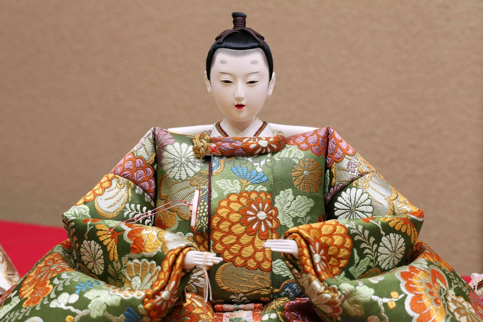 Close up of traditional Japanese hina doll