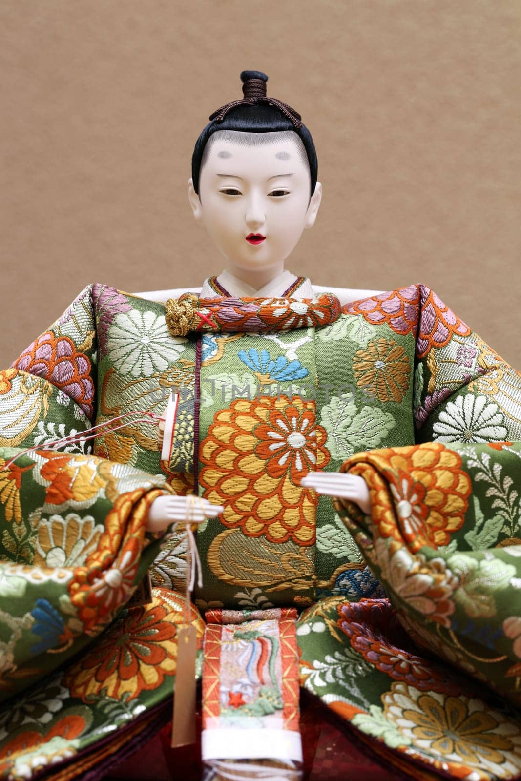 Close up of traditional Japanese hina doll