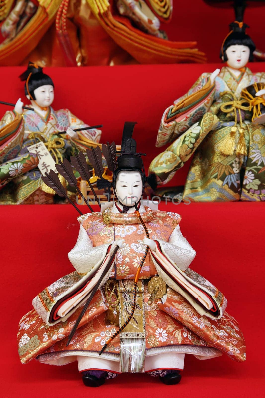 Close up of traditional Japanese hina doll