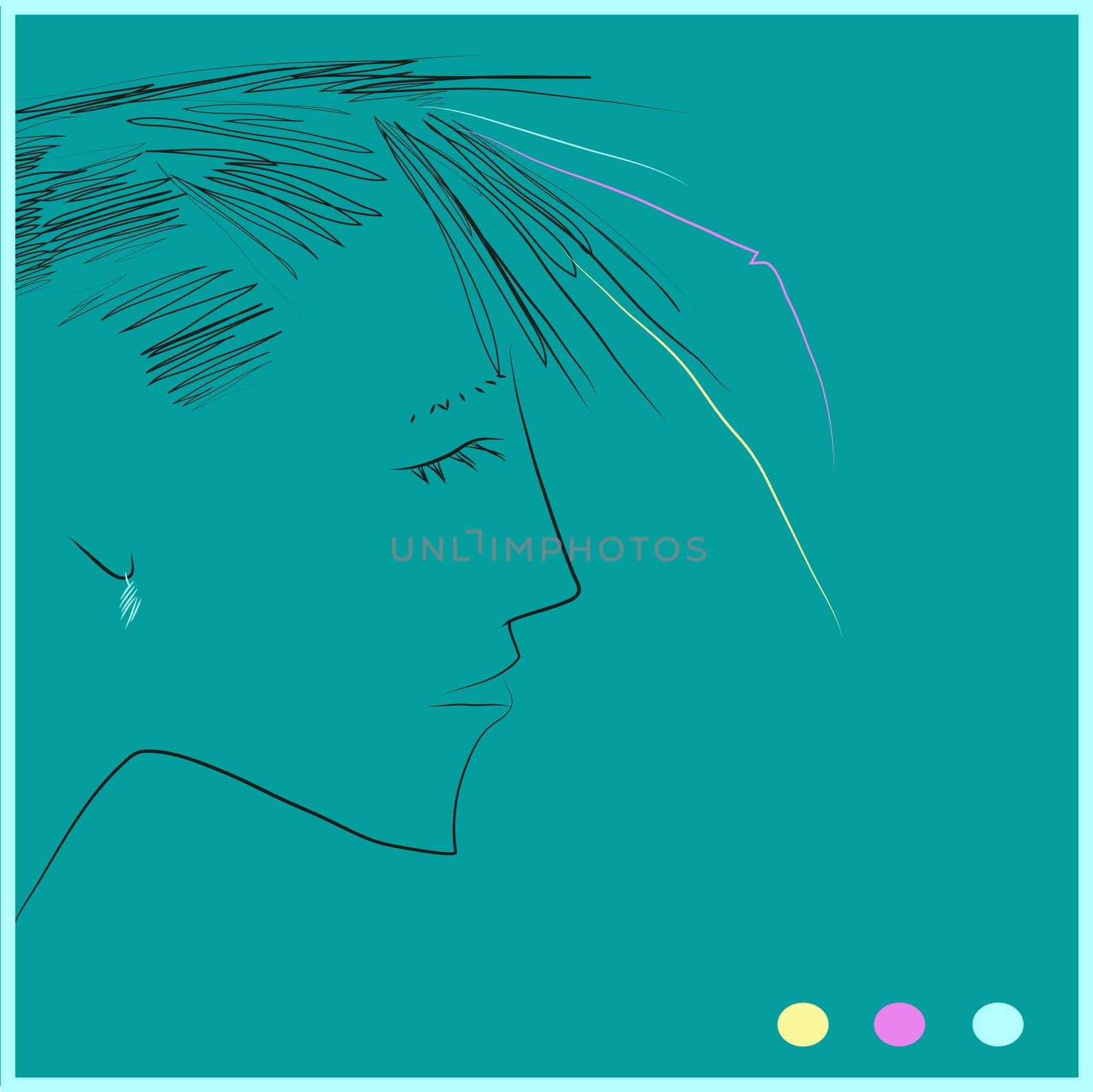 Portrait of girl, vector illustration