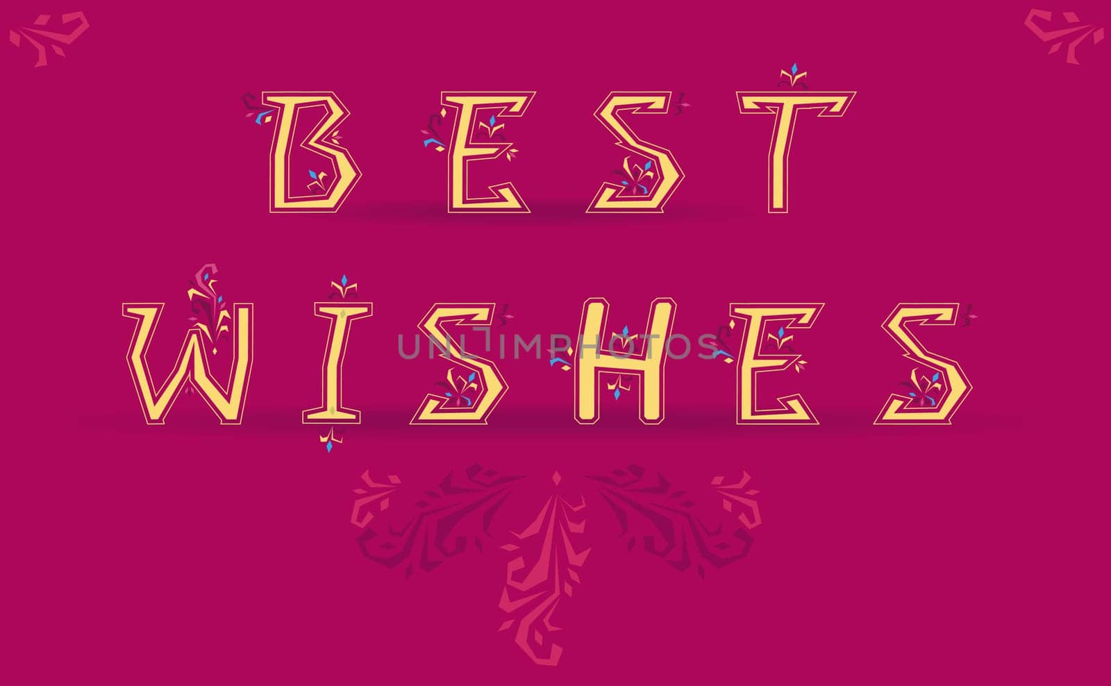 Inscription Best Wishes. Delicate letters with floral pattern. Vector Illustration
