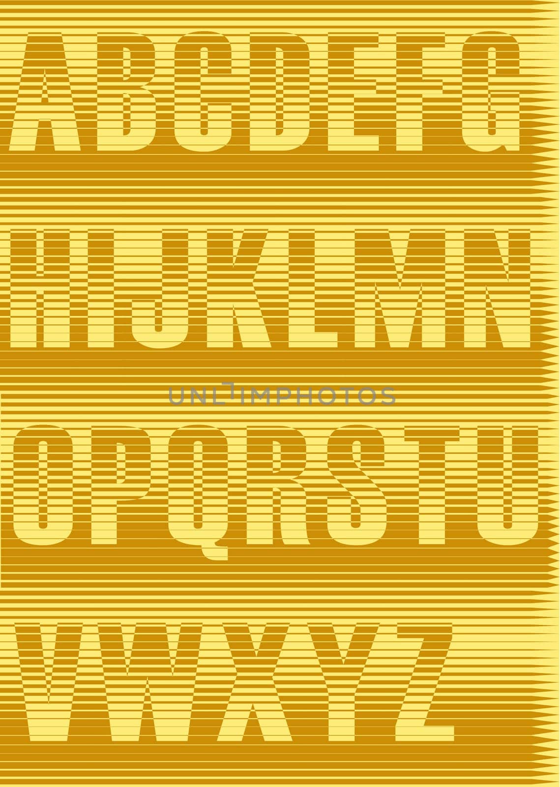 Striped Yellow Alphabet. Vector Illustration