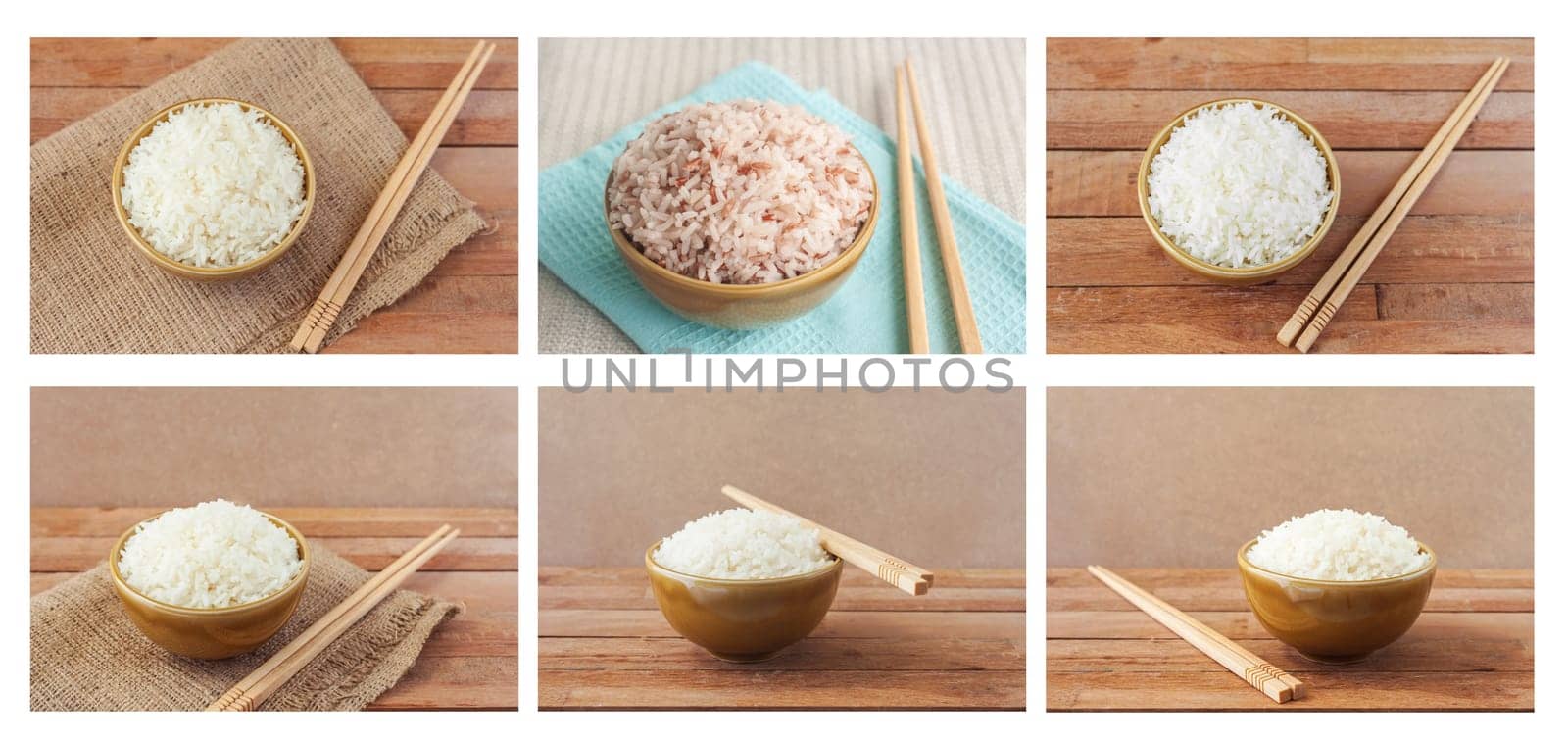 All rice collection on white background