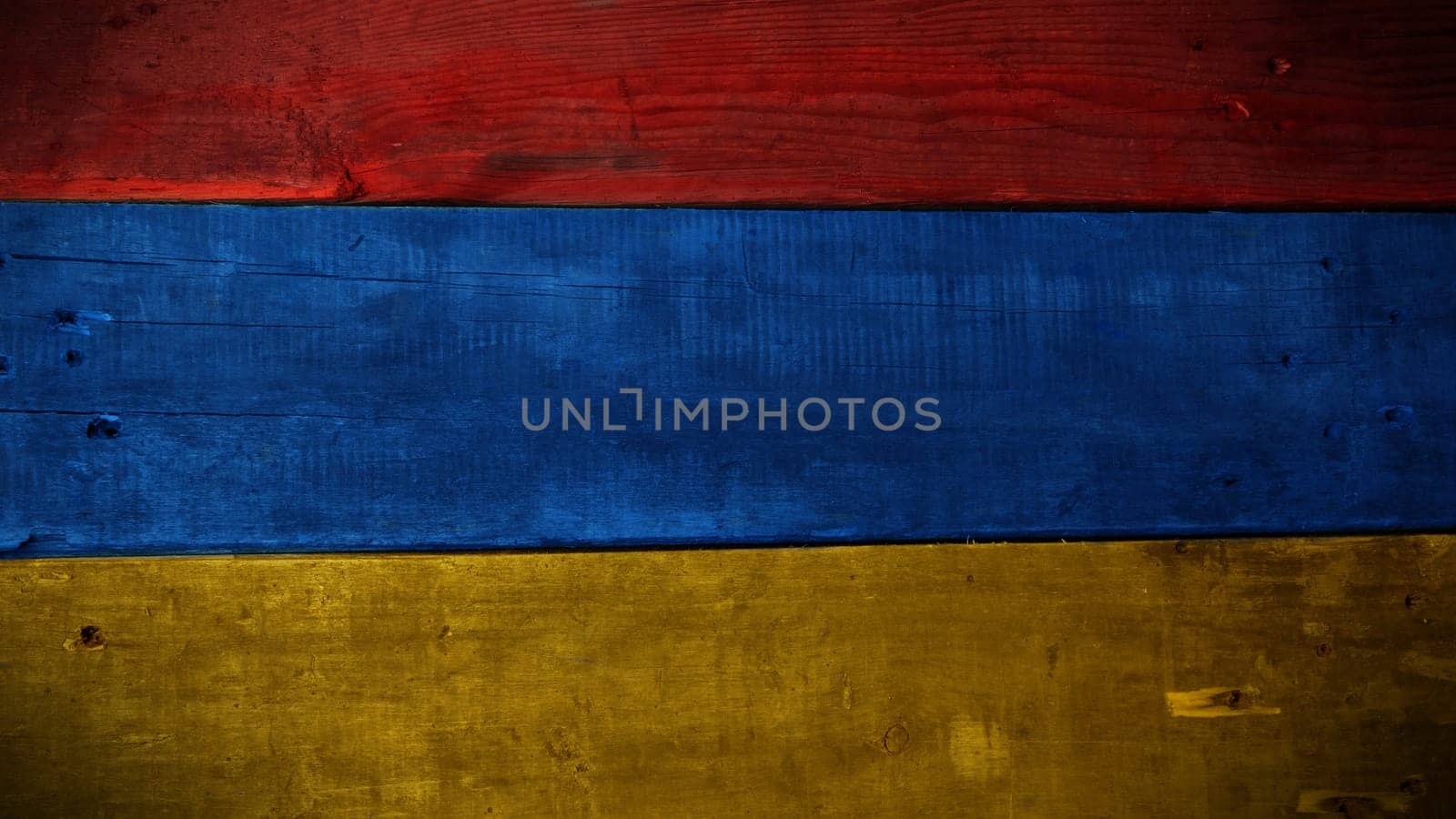 Wooden texture background with the colors of the Armenian flag