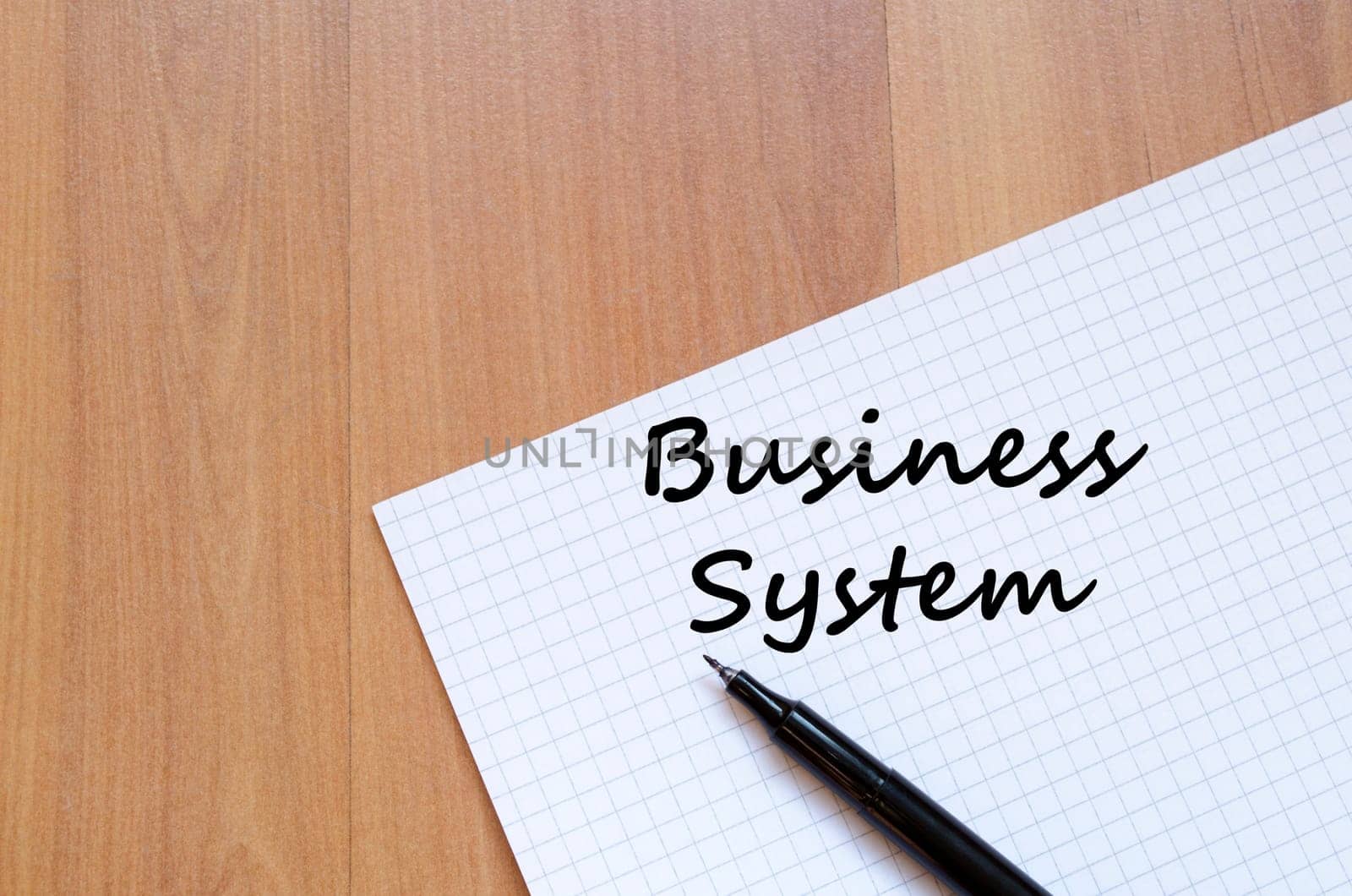 Business system text concept write on notebook with pen