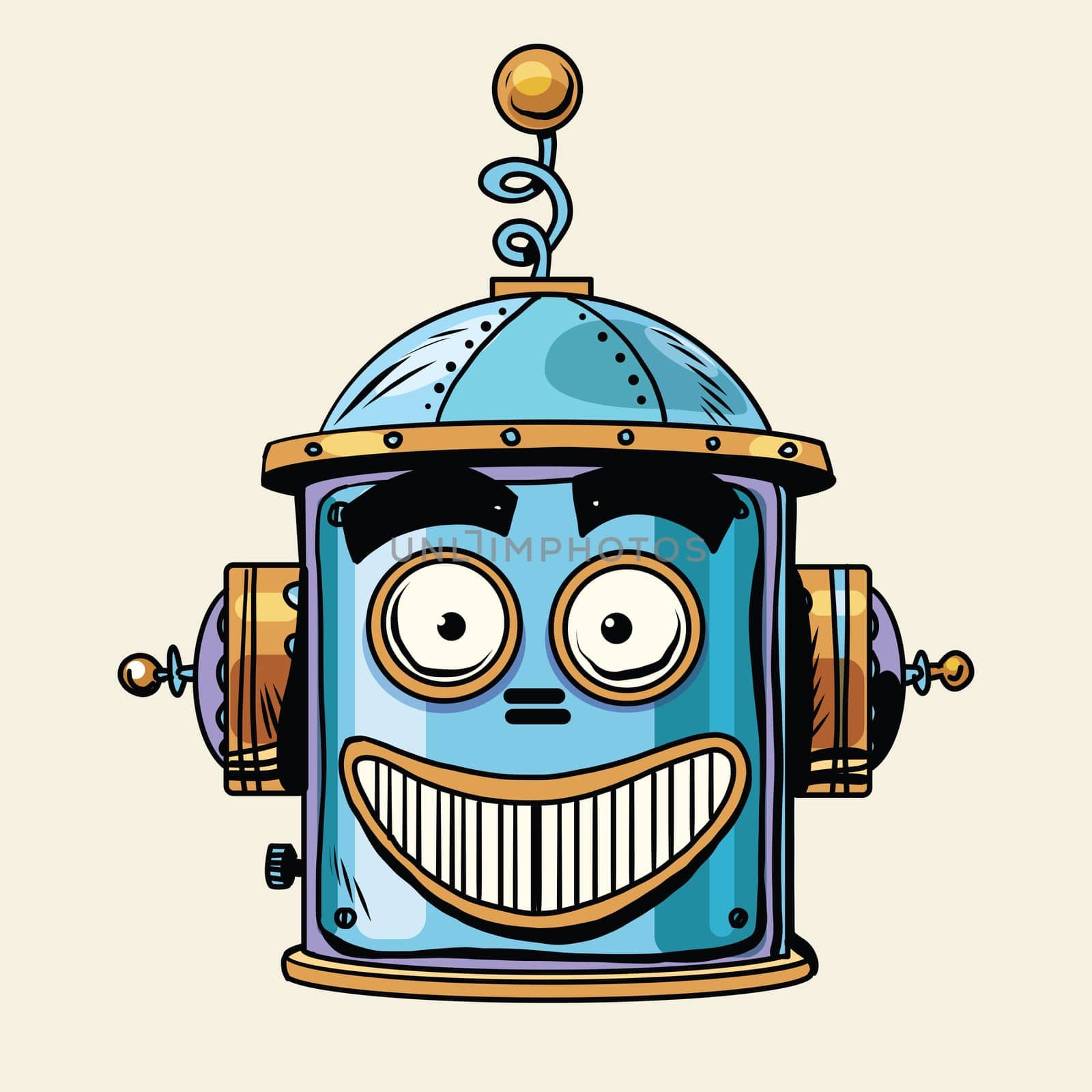 emoticon happy emoji robot head smiley emotion pop art retro style. Human emotions. Icon symbol. Technology and artificial intelligence