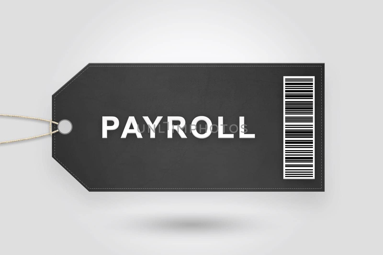 payroll price tag with barcode and grey radial gradient background