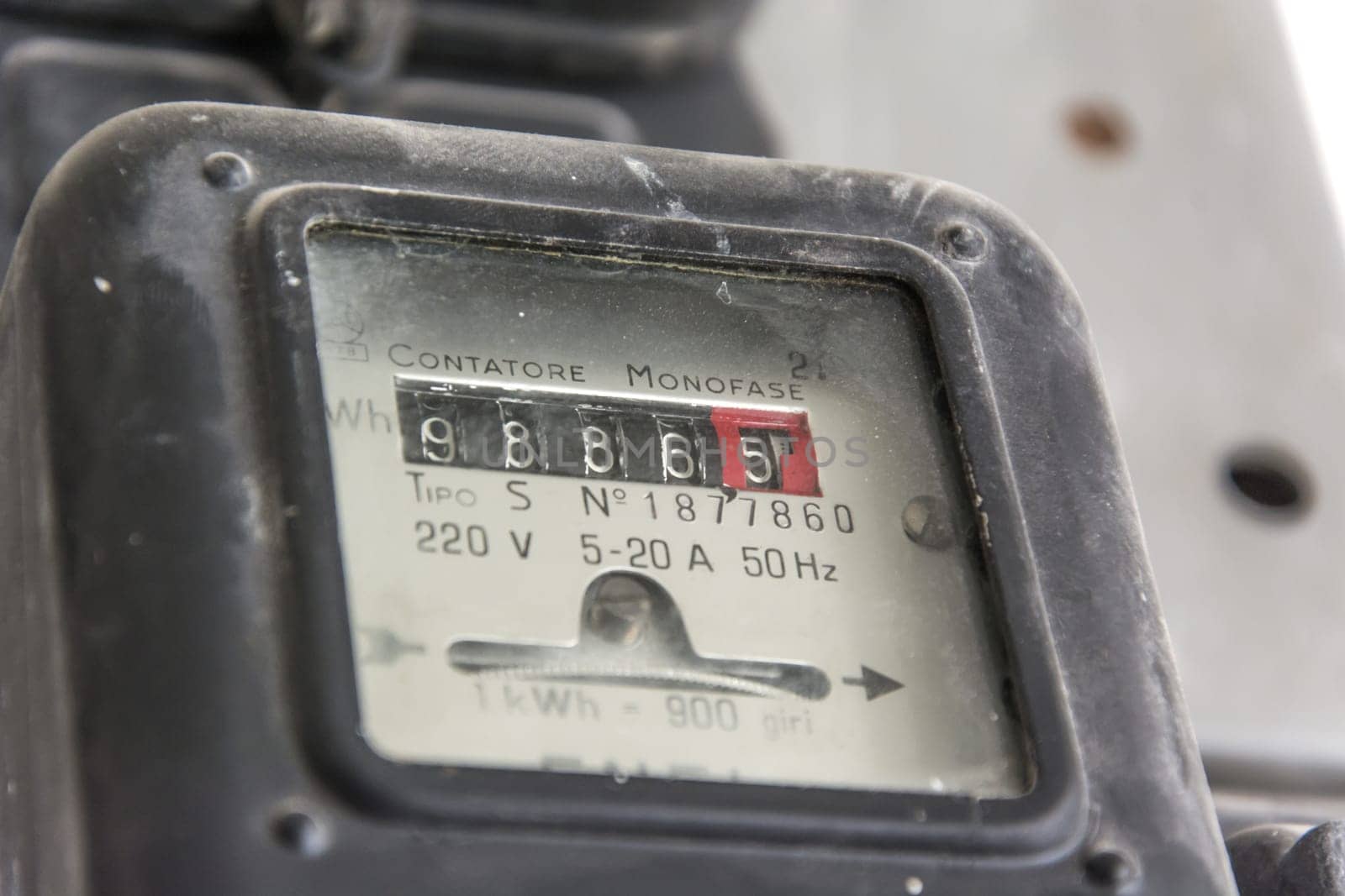 vintage electric single phase counter activated in 1959