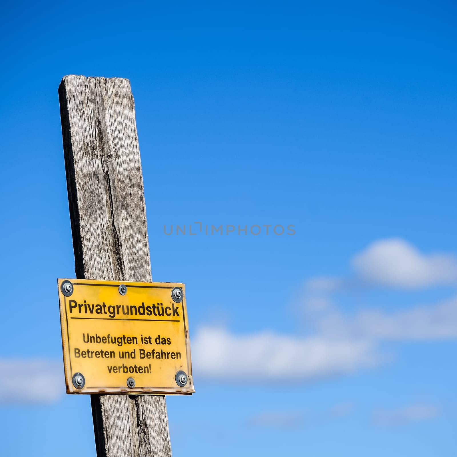 Enter forbidden private sign with sky