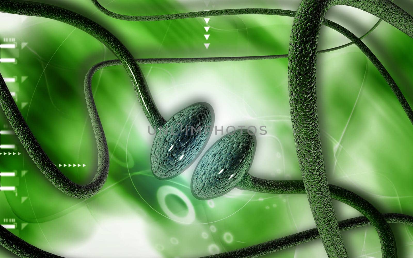 Digital illustration of synapse in colour background