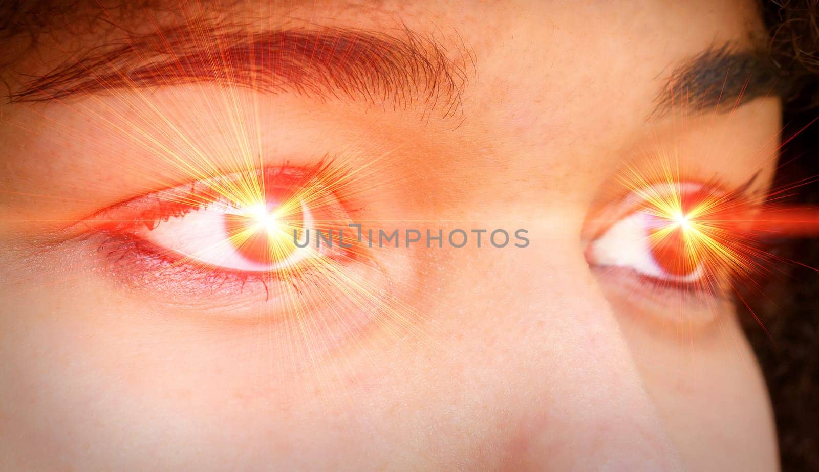 Eyes with red light